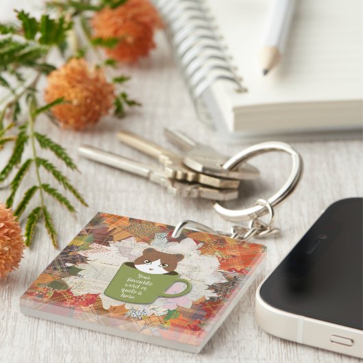 Herfst Break Kat Acryl Sleutelhanger (Voorkant Rechts)