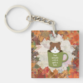 Herfst Break Kat Acryl Sleutelhanger