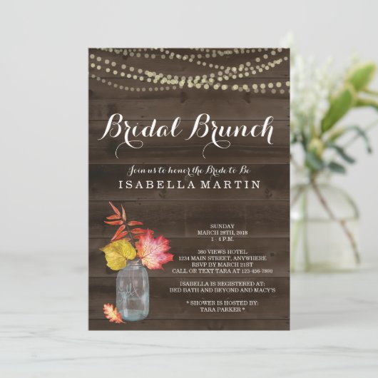 Herfst Bridal Brunch Uitnodiging (Staand voorkant)