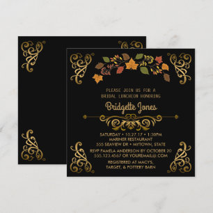 Herfst Bridal Luncheon Elegant Gold   Weddenschap Kaart