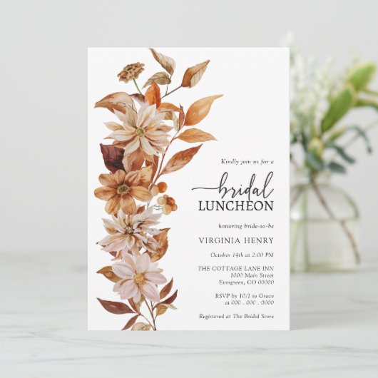 Herfst Bridal Luncheon Kaart (Staand voorkant)