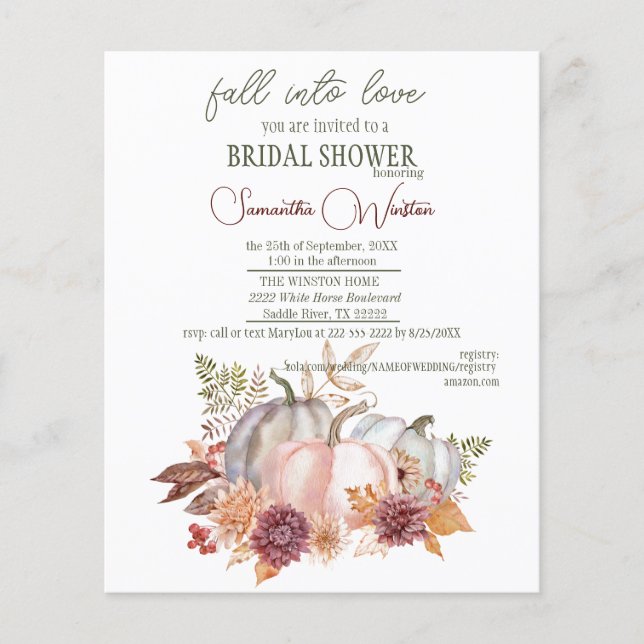 Herfst Bridal Shower - budget (Voorkant)