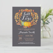 Herfst Bridal Shower Invitation Kaart Grey (Staand voorkant)