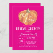 Herfst Bridal Shower Invitation Kaart Hot Pink (Voorkant / Achterkant)
