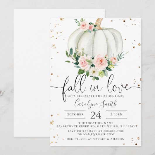 Herfst Bridal Shower Invitation Sjabloon Kaart (Voorkant / Achterkant)