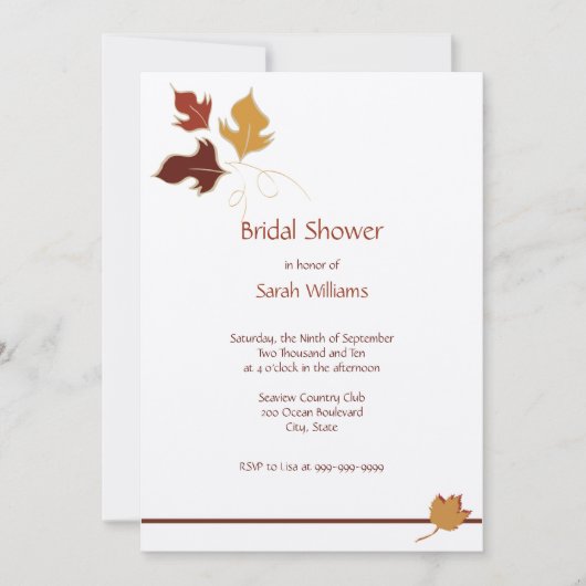 Herfst Bridal Shower Invitations Kaart (Voorkant)
