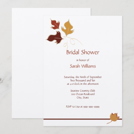 Herfst Bridal Shower Invitations Kaart (Voorkant / Achterkant)