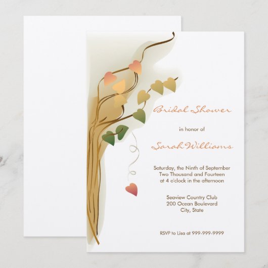 Herfst Bridal Shower Invitations Kaart (Voorkant / Achterkant)