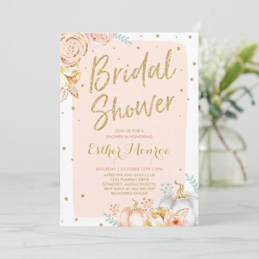 Herfst Bridal Shower nodigt u uit tot blindroze en Kaart (Staand voorkant)