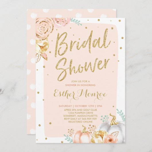 Herfst Bridal Shower nodigt u uit tot blindroze en Kaart (Voorkant / Achterkant)