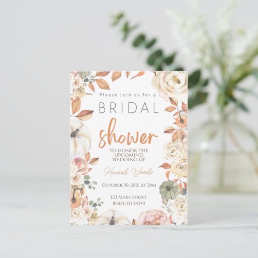 Herfst Bridal Shower Uitnodiging najaar bruiloft (Staand voorkant)