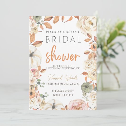 Herfst Bridal Shower Uitnodiging najaar huwelijk (Staand voorkant)