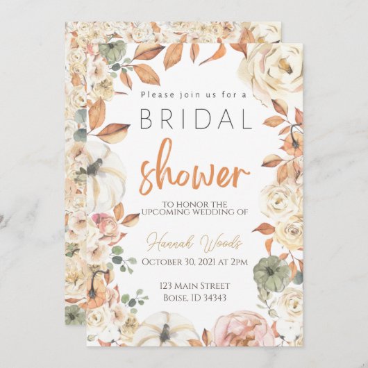 Herfst Bridal Shower Uitnodiging najaar huwelijk (Voorkant / Achterkant)