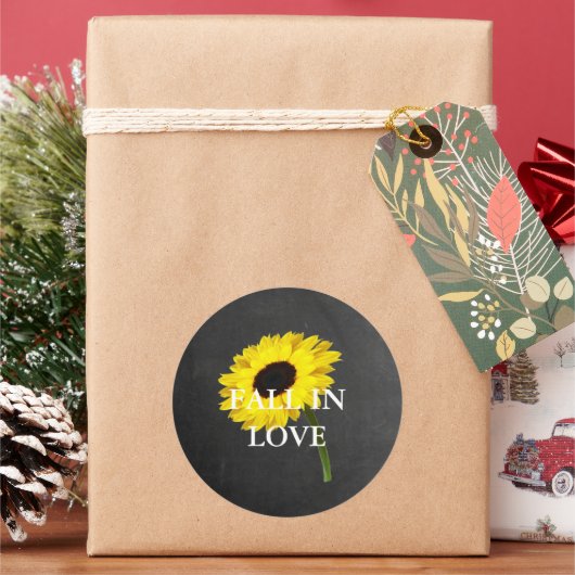 Herfst Bride Sunflower Celebration Rustic Party Ronde Sticker (Feestdagen)