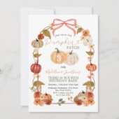 Herfst Broers en Zussen Pompoenveld Gingham Verjaa Kaart (Voorkant)