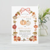 Herfst Broers en Zussen Pompoenveld Gingham Verjaa Kaart (Staand voorkant)