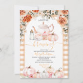 Herfst Brouwen Roze Bloemen Tea Party Baby shower Kaart (Voorkant)