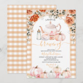 Herfst Brouwen Roze Bloemen Tea Party Baby shower Kaart (Voorkant / Achterkant)