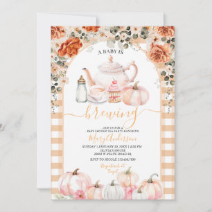 Herfst Brouwen Roze Bloemen Tea Party Baby shower Kaart