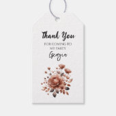 Herfst Brown Floral Elegant Verjaardagsfeest Cadeaulabel (Voorkant)
