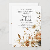 Herfst Brown Floral Elegant Verjaardagsfeest Kaart (Voorkant / Achterkant)