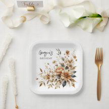 Herfst Brown Floral Elegant Verjaardagsfeest