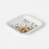 Herfst Brown Floral Elegant Verjaardagsfeest Papieren Bordje (Gebogen)