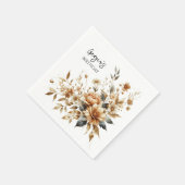Herfst Brown Floral Elegant Verjaardagsfeest Servet (Hoek)
