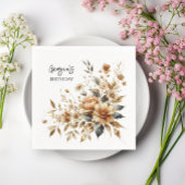 Herfst Brown Floral Elegant Verjaardagsfeest Servet