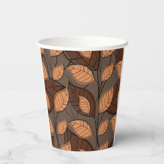 Herfst Brown Leaves Papieren Bekers (Achterkant)
