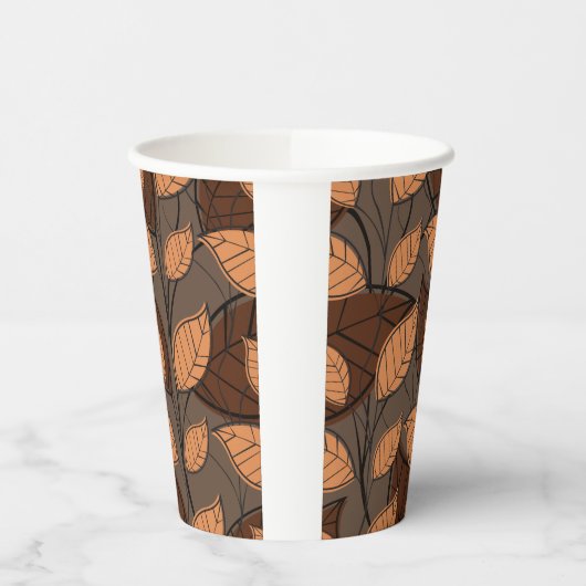Herfst Brown Leaves Papieren Bekers (Links)