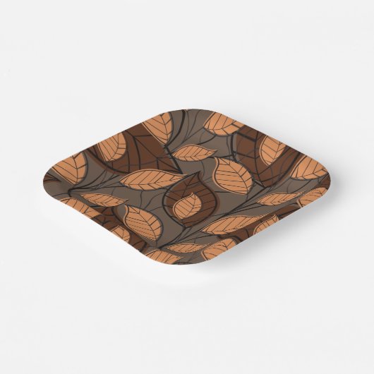 Herfst Brown Leaves Papieren Bordje (Gebogen)
