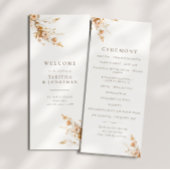 Herfst Brown & Sinaasappel Wildflowers Wedding Pro Programmakaart