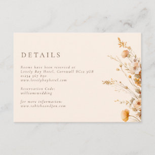 Herfst Brown & Tan Wildflowers Wedding Informatiekaartje