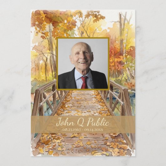 Herfst Brug Funeral Service Programmakaart (Voorkant)