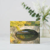 Herfst brug waterval briefkaart (Staand voorkant)
