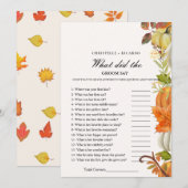 Herfst Bruid & bruidegom trivia vrijgezellenfeest  Aankondiging (Voorkant / Achterkant)