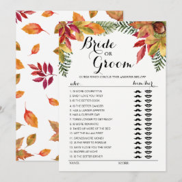 Herfst Bruid of Bruidegom spel bewerkbaar Kaart