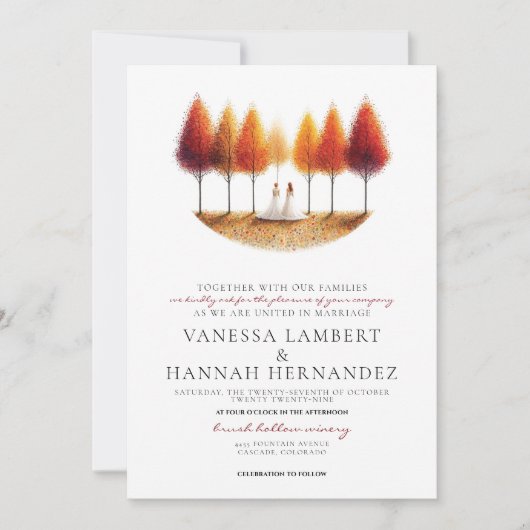 Herfst bruiden bruiloft kaart (Voorkant)