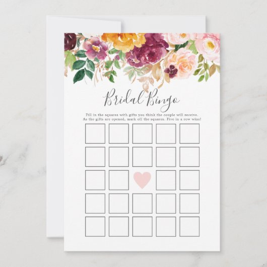 Herfst Bruids Bingo Douche Spel Kaart (Voorkant)