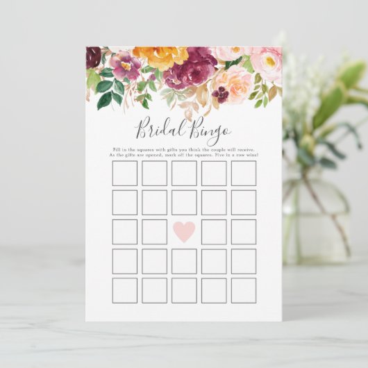Herfst Bruids Bingo Douche Spel Kaart (Staand voorkant)