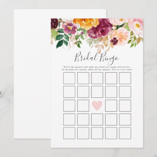 Herfst Bruids Bingo Douche Spel Kaart (Voorkant / Achterkant)