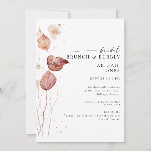 Herfst Bruids Brunch & Bubbly Kaart (Voorkant)