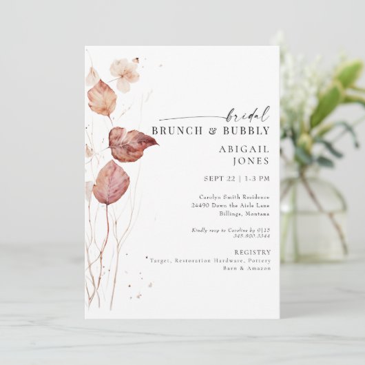 Herfst Bruids Brunch & Bubbly Kaart (Staand voorkant)