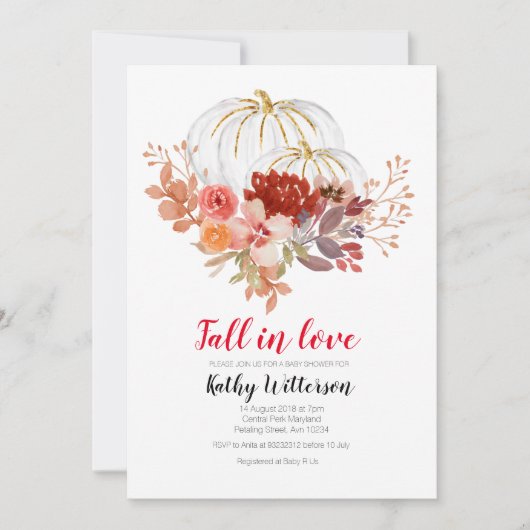 Herfst Bruids Douche Uitnodiging Bourgondië (Voorkant)