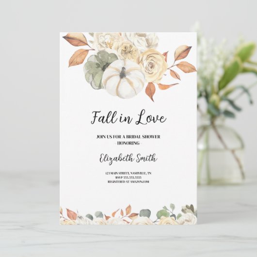 Herfst Bruids Douche Uitnodiging, Herfst in Liefde Kaart (Staand voorkant)