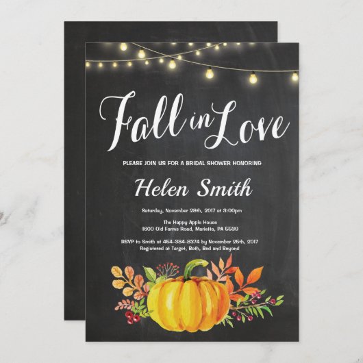 Herfst Bruids Douche Uitnodiging String Lichten (Voorkant / Achterkant)