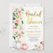 Herfst bruids doucheuitnodiging blush roze en goud kaart (Voorkant)