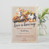 Herfst bruids thee party witte pompoen kaart (Staand voorkant)