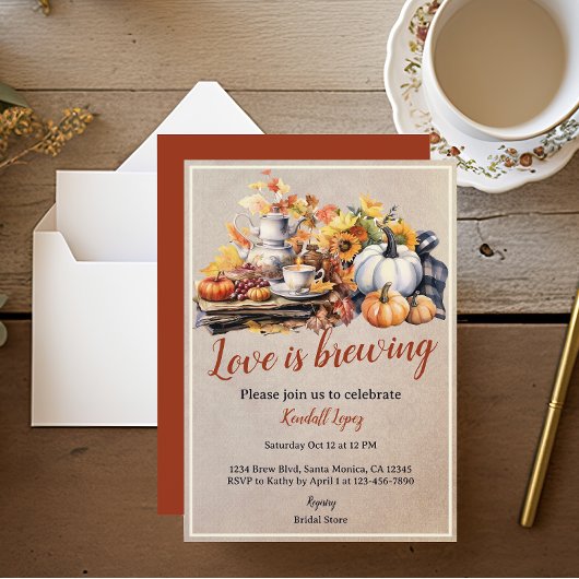 Herfst bruids thee party zonnebloem kaart